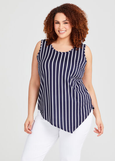 Plus Size Printed Mix Media Tank