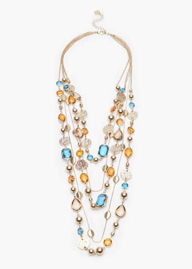 Layered Jewel Statement Necklace