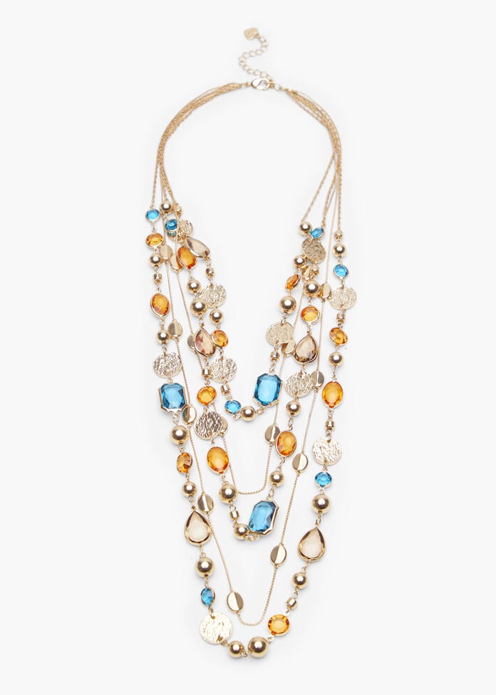 Layered Jewel Statement Necklace, MULTI, hi-res