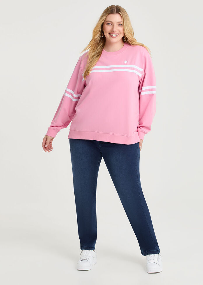 Cotton Chest Stripe Sweatshirt, , hi-res