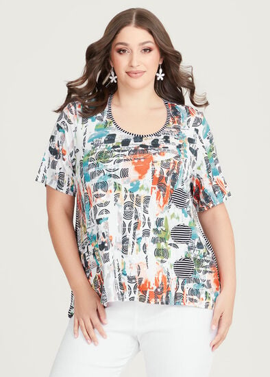 Plus Size Bamboo Abstract Stripe Top
