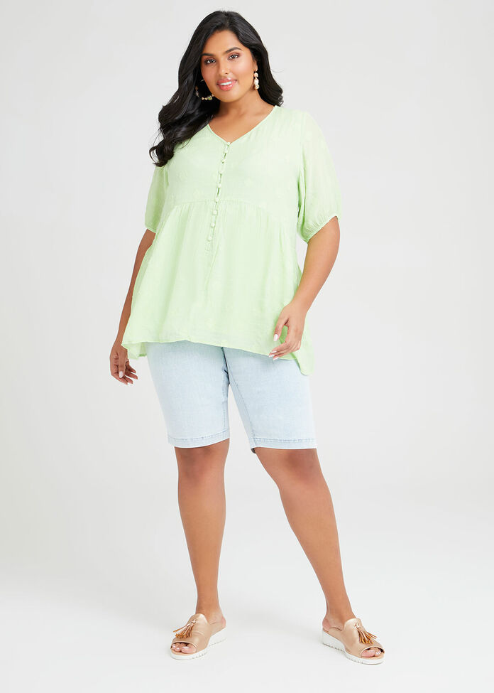 Natural Babydoll Button Top, , hi-res