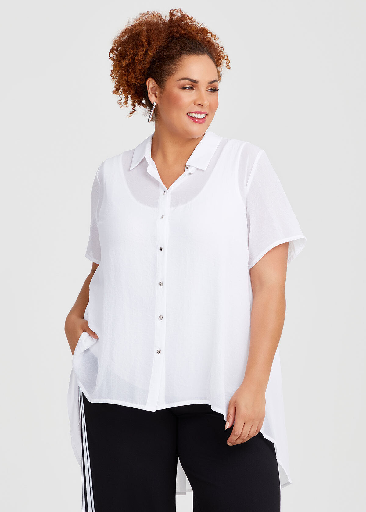 plus size white chiffon top
