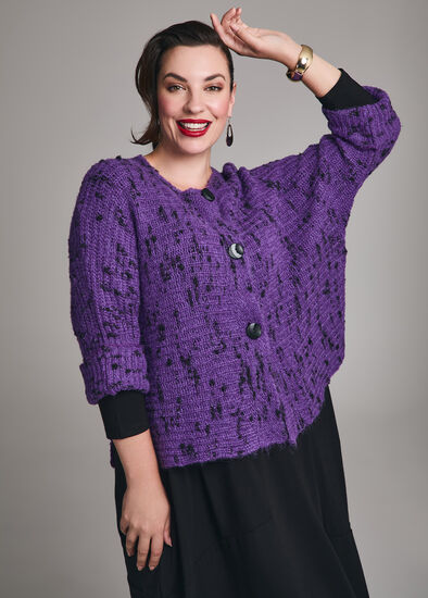 Plus Size Wool Blend Slub Cardigan