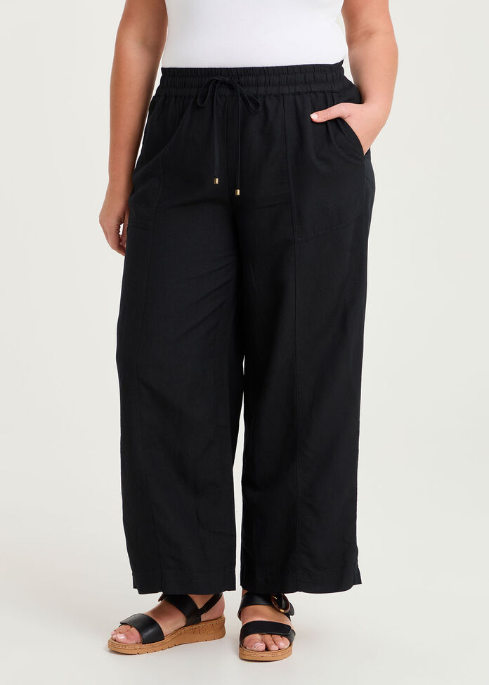 Linen Blend Seam Detail Pant, , hi-res