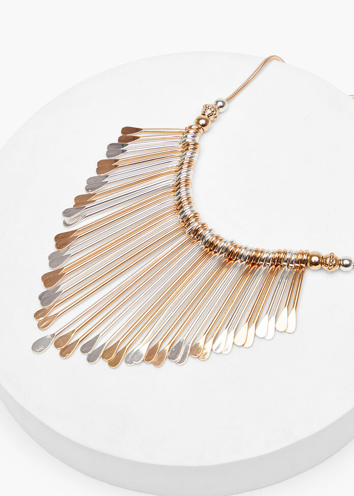 Bohemian Two Tone Paddle Necklace, , hi-res