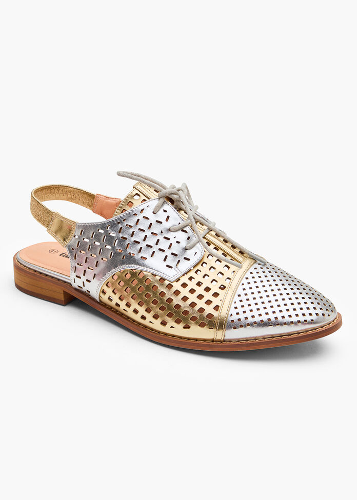 Metallic Laser Cut Brogue, , hi-res