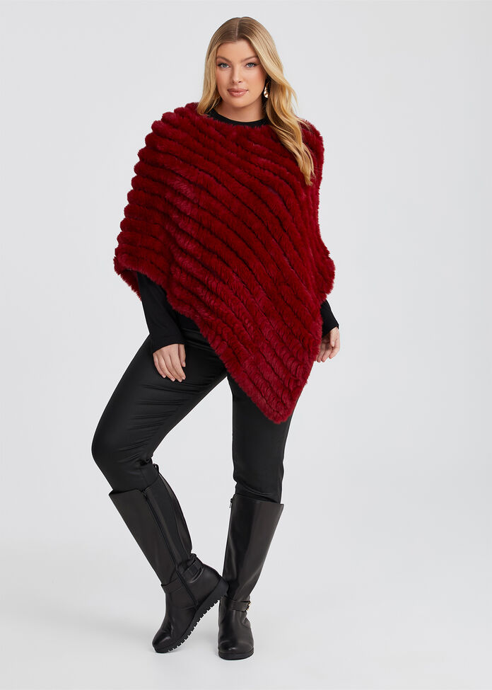 Fur Stripe Poncho, , hi-res