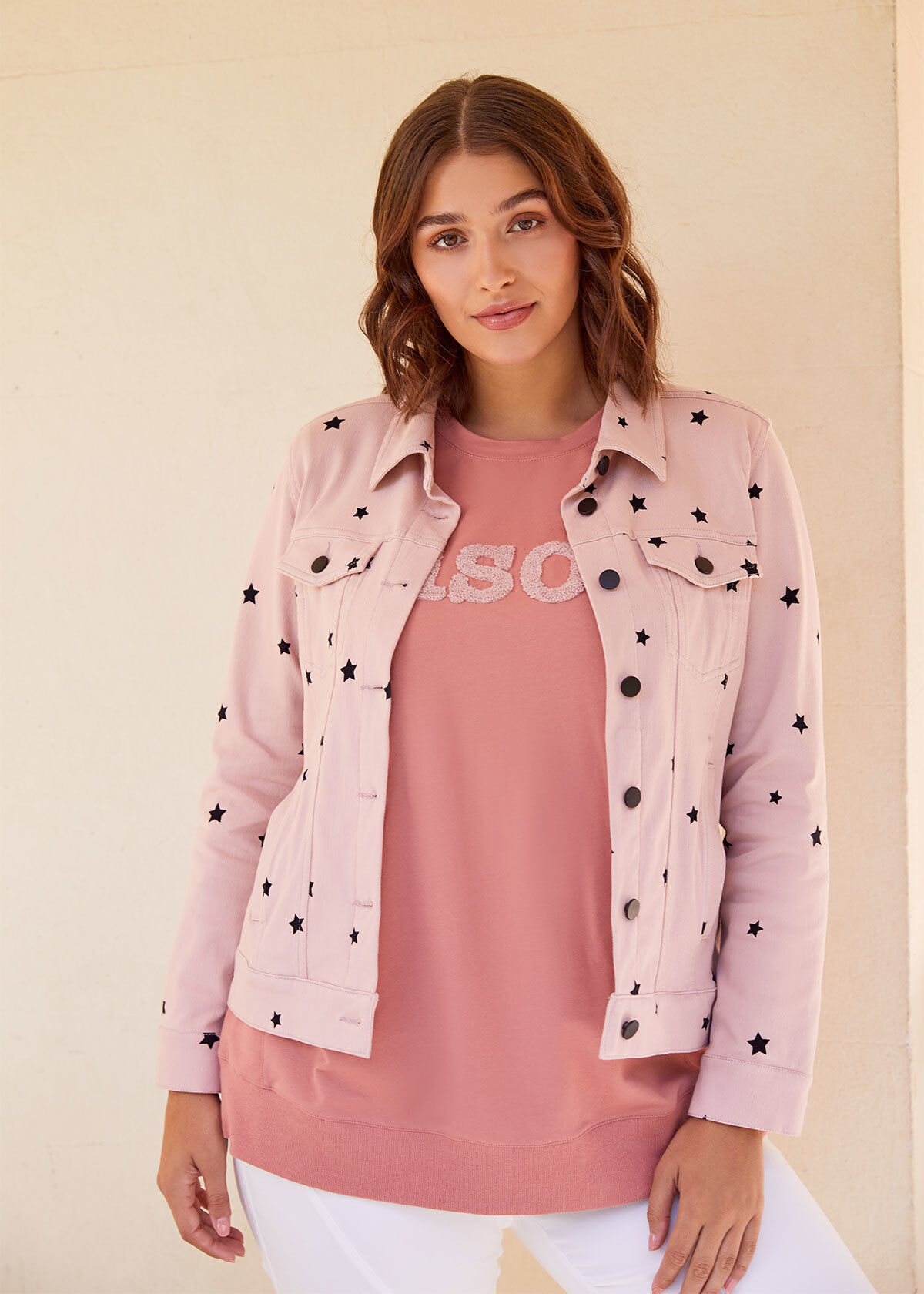 Shop The Star Denim Jacket in Pink in