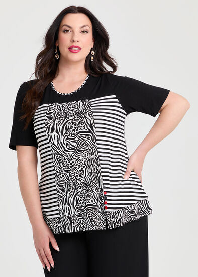 Plus Size Natural Stripe Abstract Top