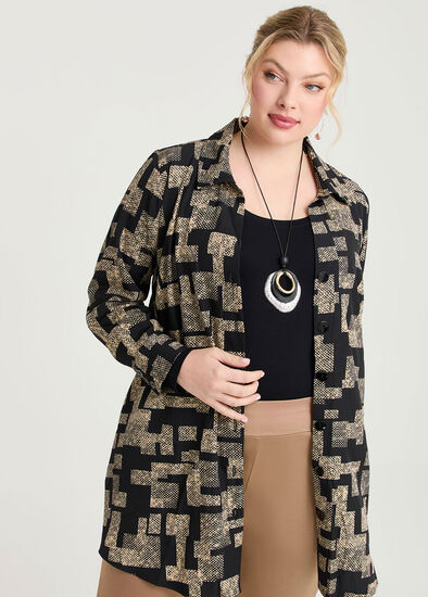 Plus Size Tetris Sunray Pleat Shirt