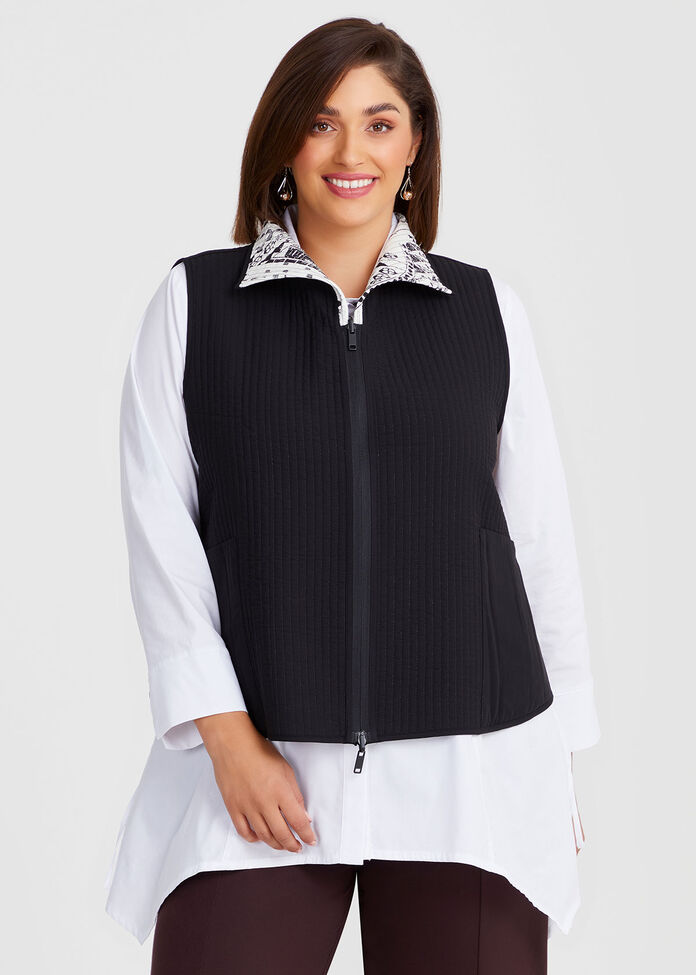 Reversible Quilt Natural Vest, , hi-res