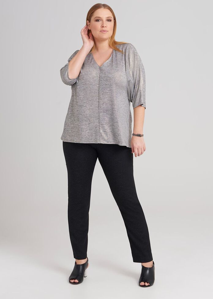 Bat Wing Foil Knit Top, , hi-res