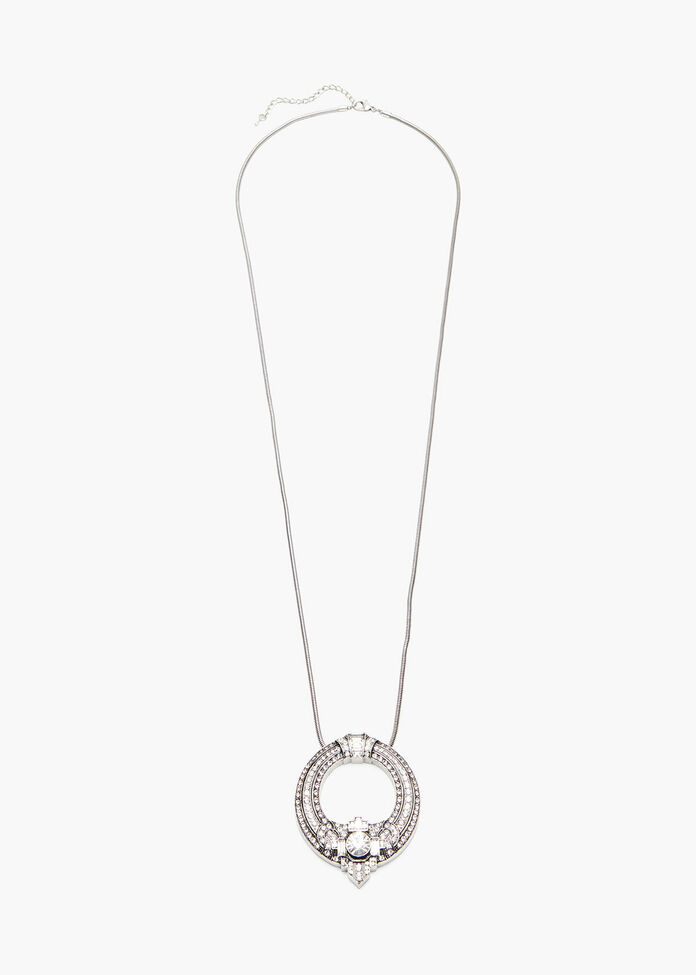 Silver Crystal Necklace, , hi-res