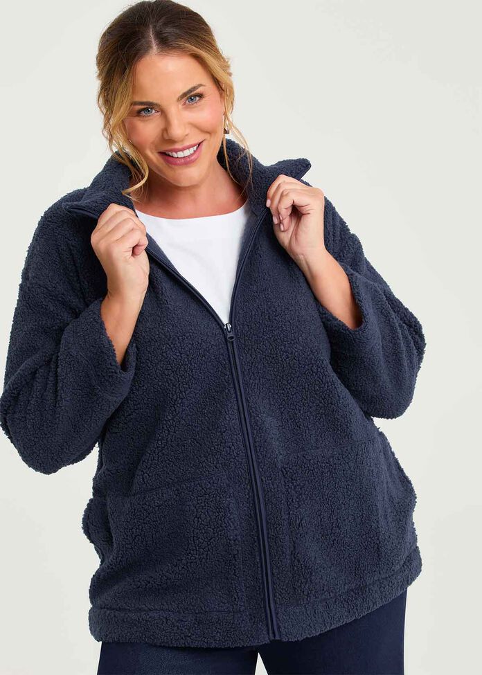 Teddy Zip Through Jacket, , hi-res