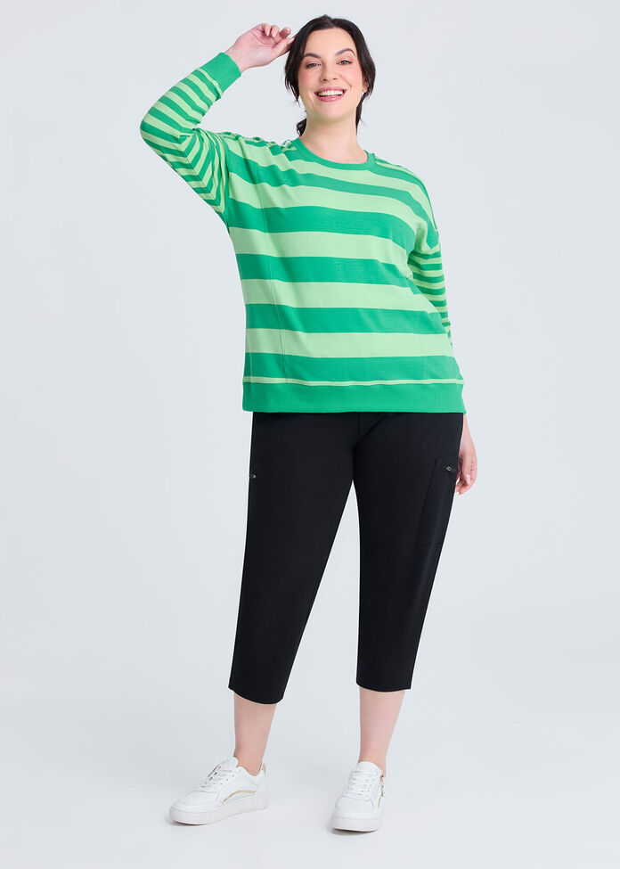 Cotton Stripe Mix Sweatshirt, , hi-res