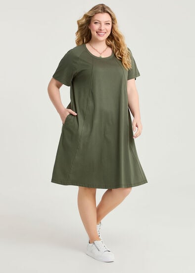 Plus Size Cotton Seam Detail Dress