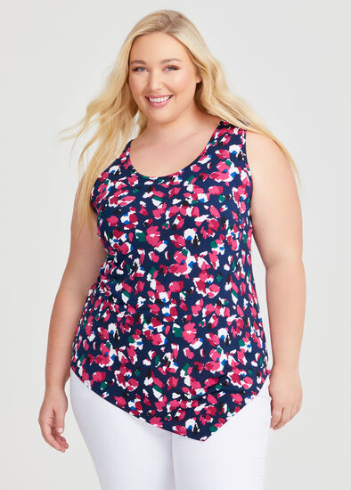 Plus Size Printed Mix Media Tank