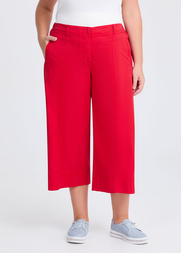 Lyocell Wide Leg Crop Pant, , hi-res