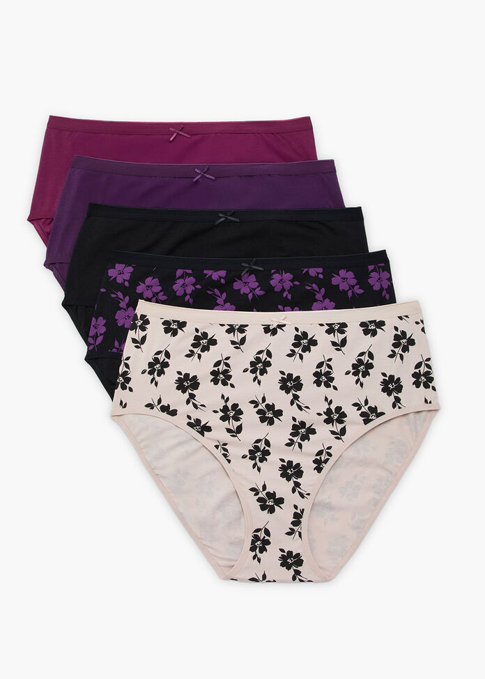 5 Pack Cotton Floral Briefs, , hi-res