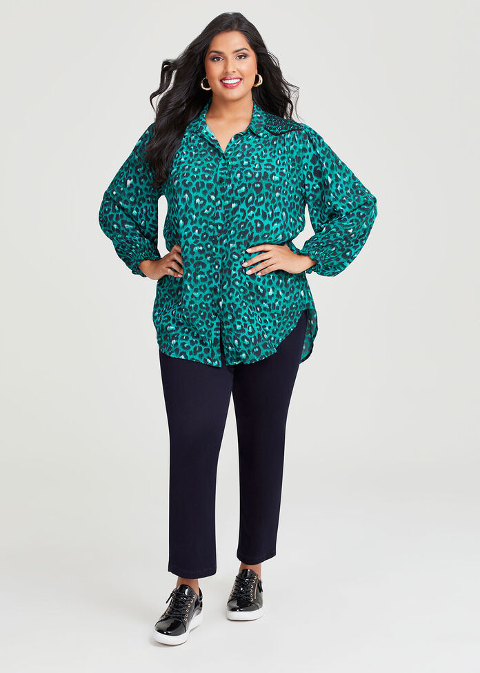 Natural Leopard Print Shirt, , hi-res