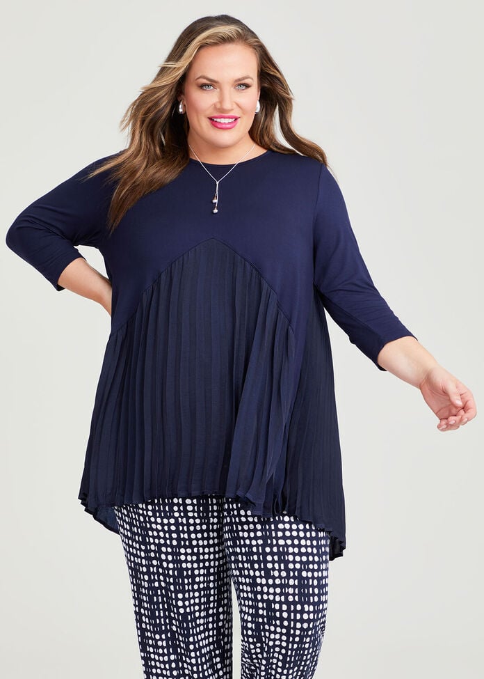 Sunray Pleat Luxe & Bamboo Top, , hi-res