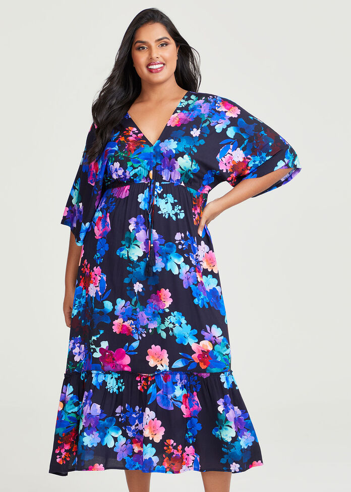 Shop Plus Size Natural Inky Floral Maxi Dress in Multi | Taking Shape AU