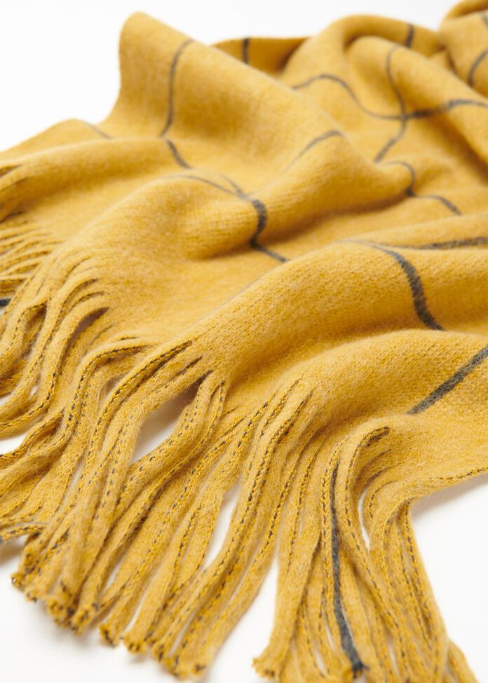 Saffron Check Scarf, , hi-res