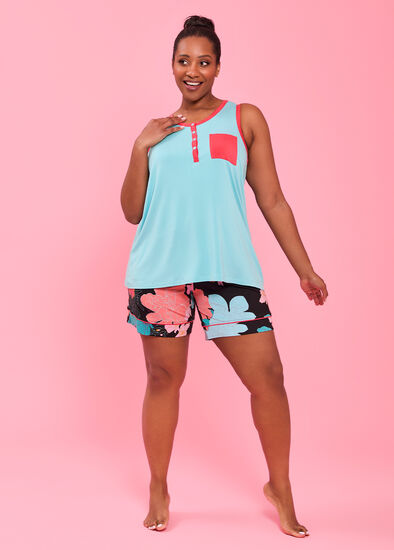 Plus Size Bamboo Flora Dusk Pyjama Short