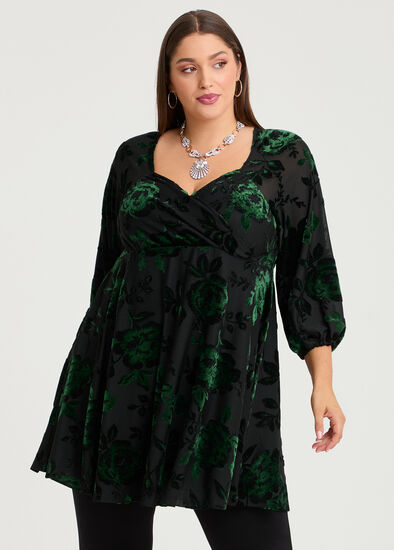 Plus Size Empire Velvet Cocktail Tunic