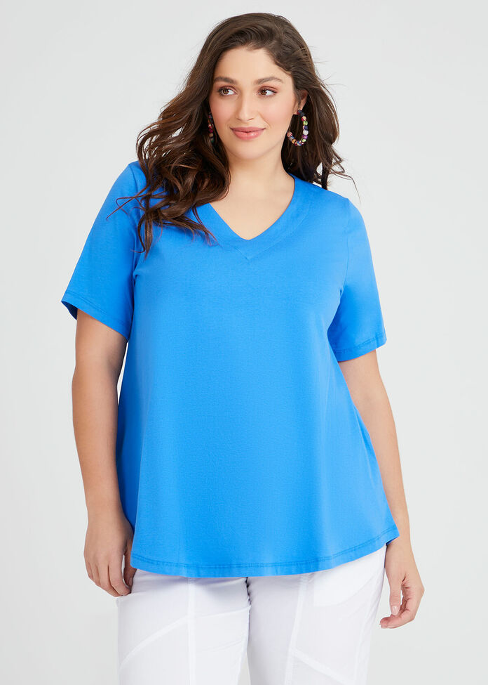 Organic V-neck Swing Basic Tee, , hi-res