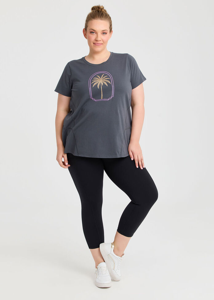 Cotton Foil Palm Active T-shirt, , hi-res