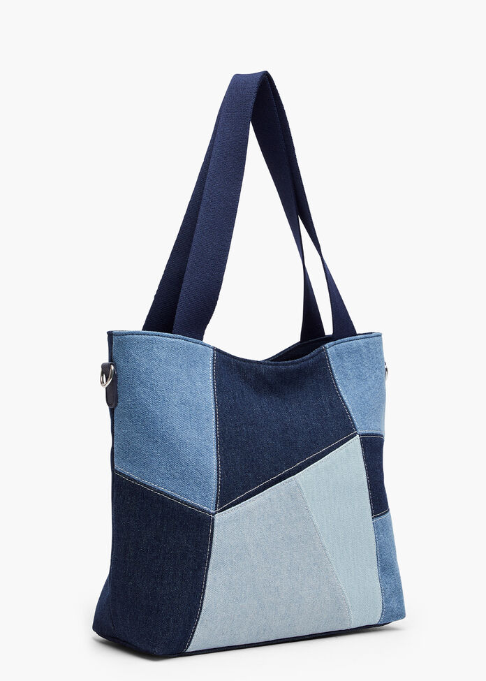 Denim Patchwork Bag, , hi-res