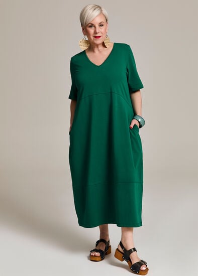 Plus Size Cotton Talia Short Sleeve V-neck Dress