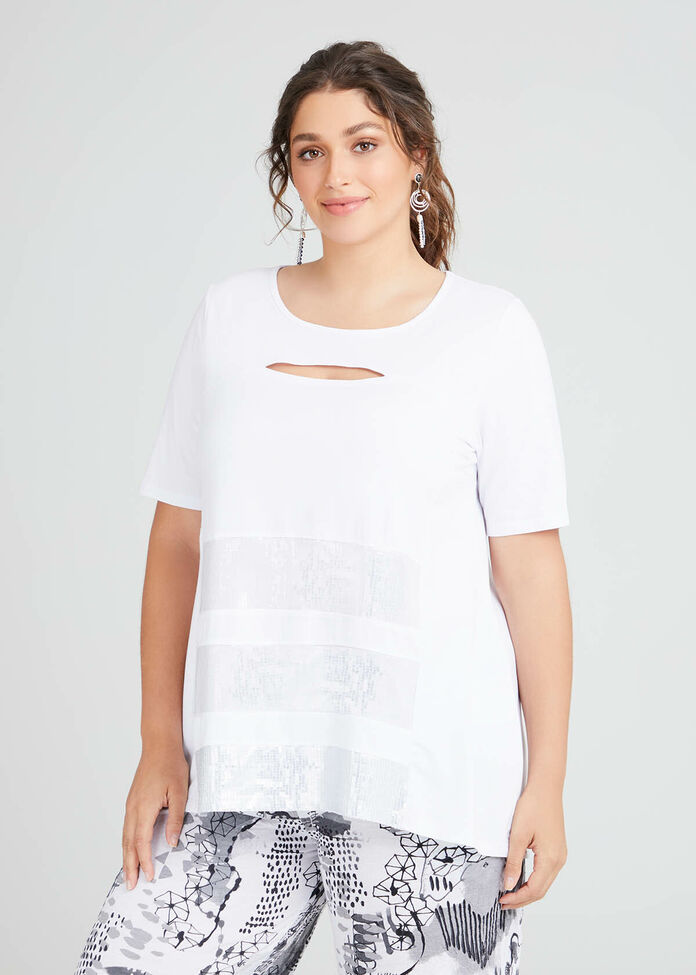 Bling It On Cotton Sequin Top, , hi-res
