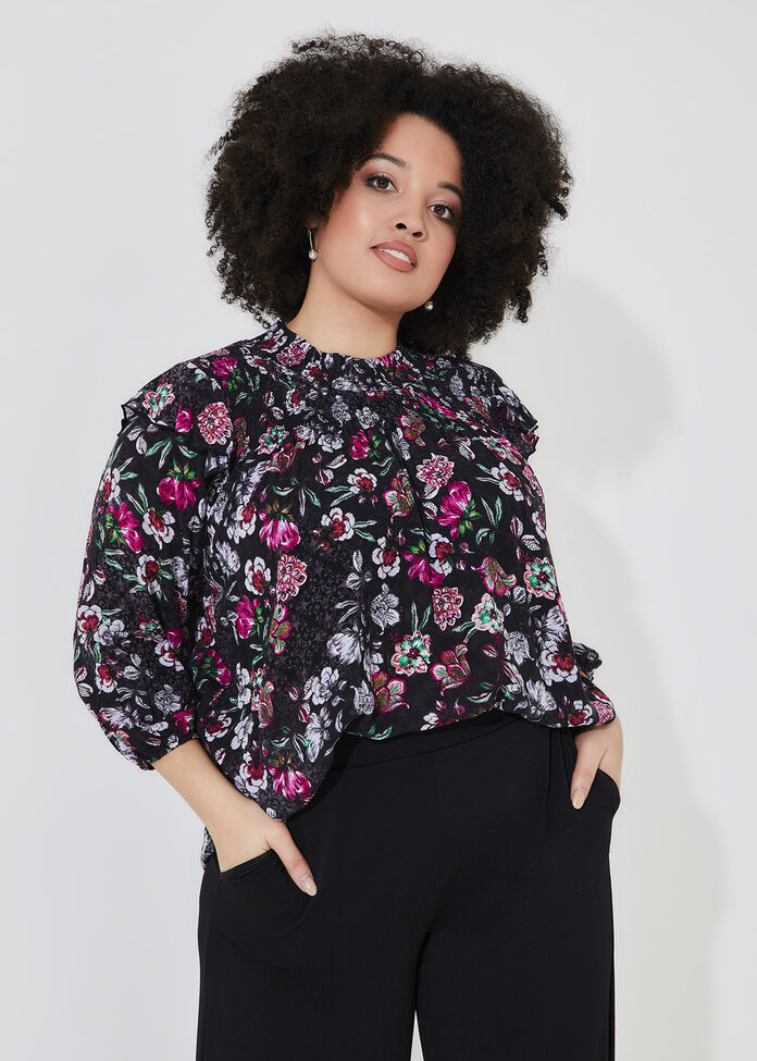 Natural Bridget Shirred Top, , hi-res
