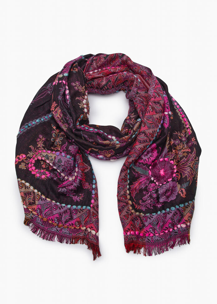 Winter Embroidered Scarf, , hi-res