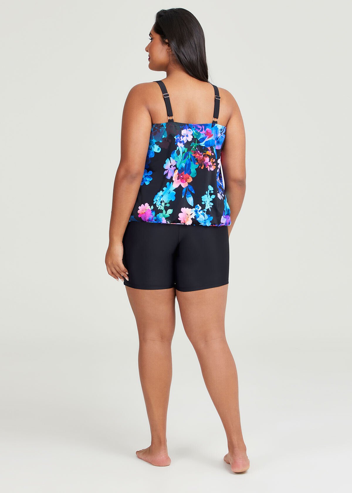 Shop Plus Size Inky Floral Blouson Tankini in Multi Taking Shape AU