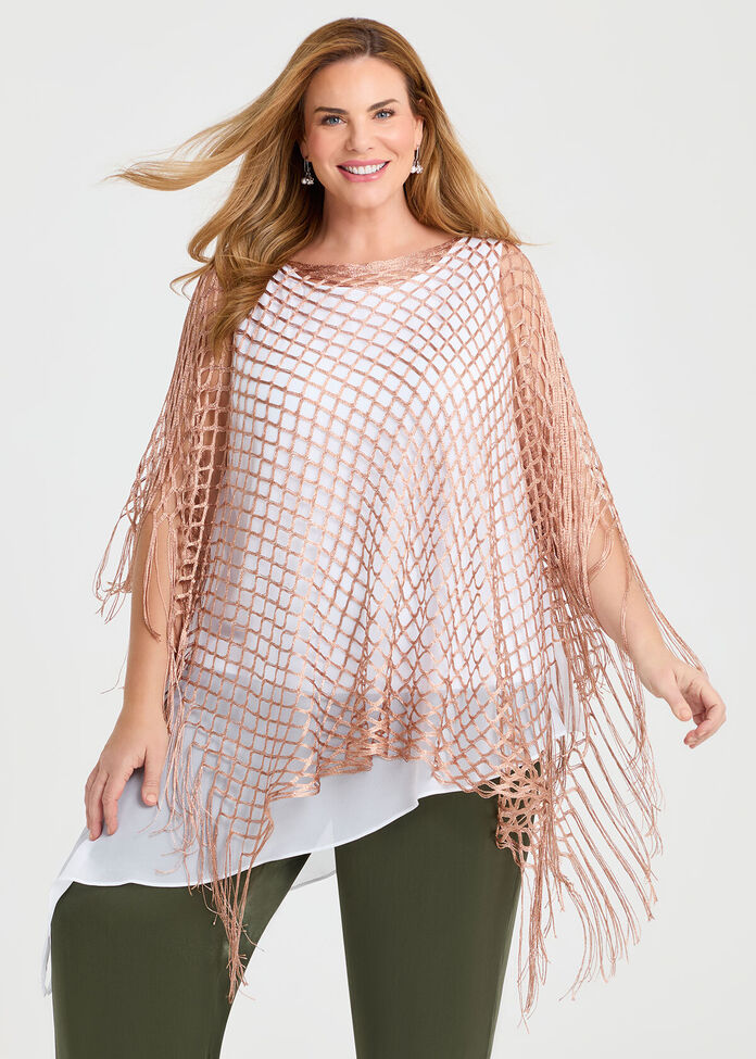 Dressy Crochet Poncho, , hi-res