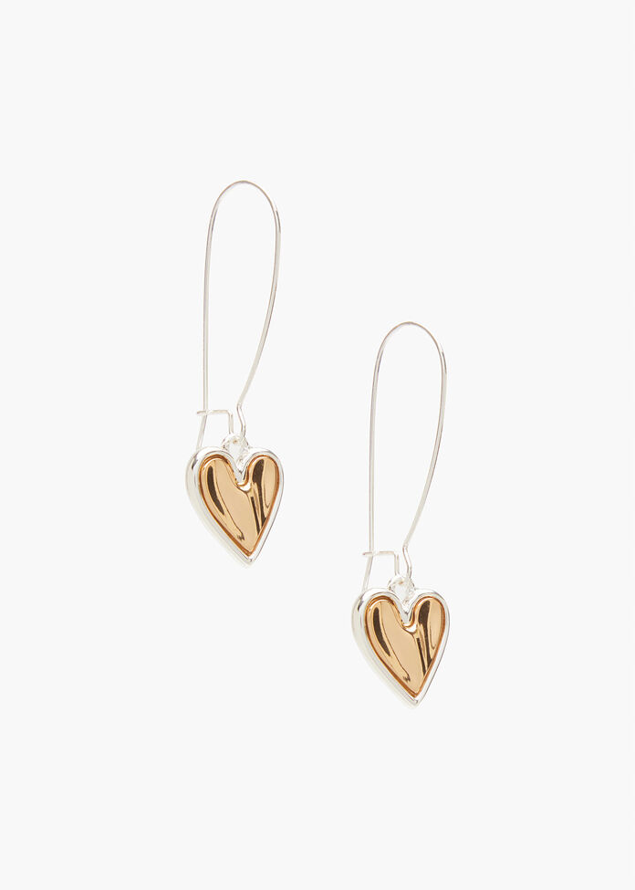 Reversible Heart Short Earrings, , hi-res