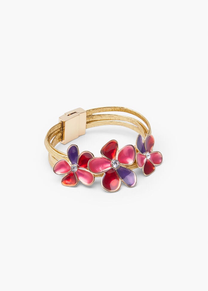 Enamel Flower Magnetic Bracelet, , hi-res