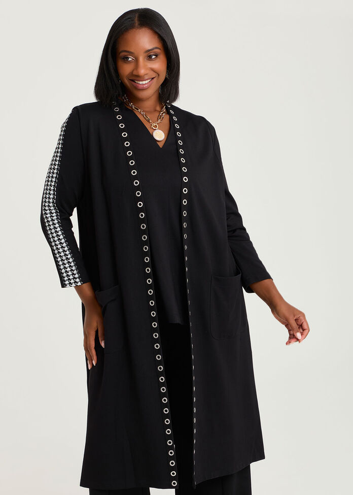 Eyelet Long Bamboo Ponte Vest, , hi-res