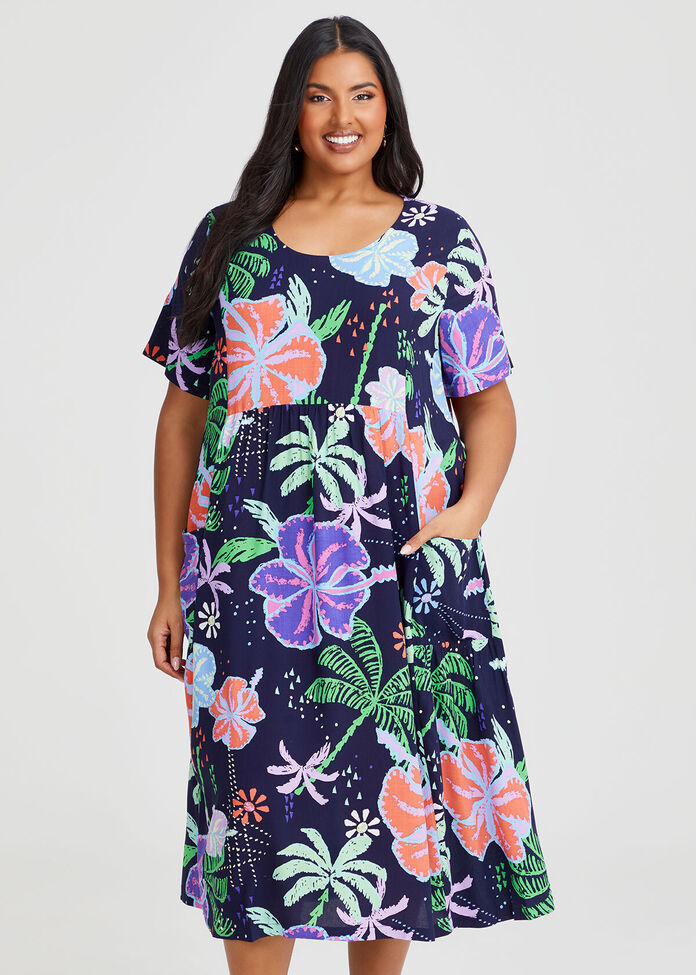Natural Pocket Midi Dress, , hi-res