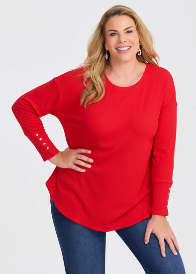 Plus Size Rib Hi-lo Top