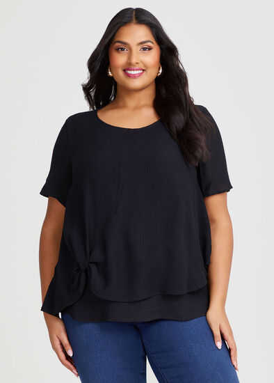 Plus Size Natural Knot Front Top