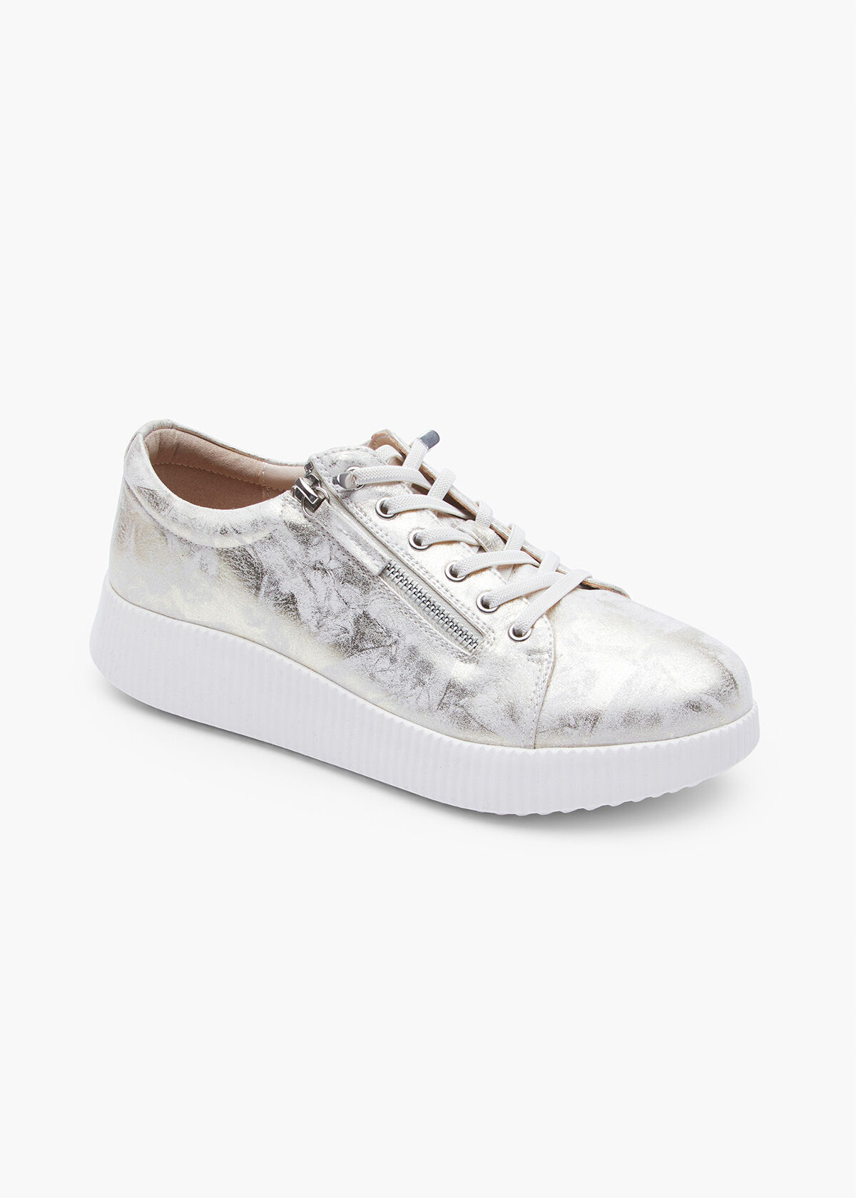 Shop Silver Textured Metallic Sneaker | Comfortable Shoes
