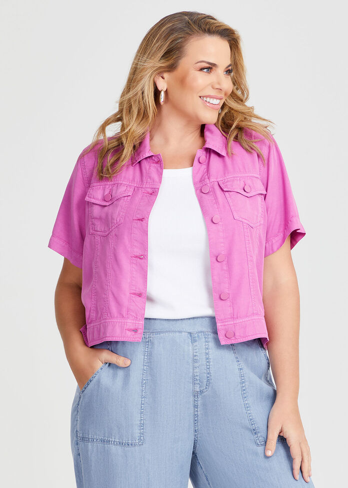 Lyocell Short Sleeve Jacket, , hi-res