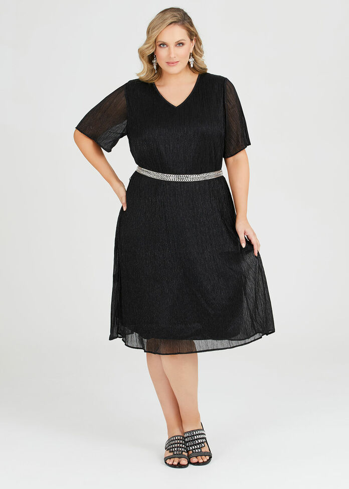 Shop Plus Size Roulette Shimmer Party Dress in Black | Sizes 12-30 ...