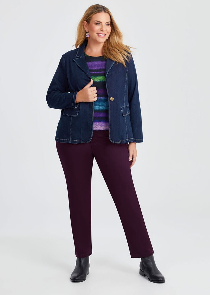 Shop Plus Size Organic Cotton Denim Blazer, Navy Taking Shape AU