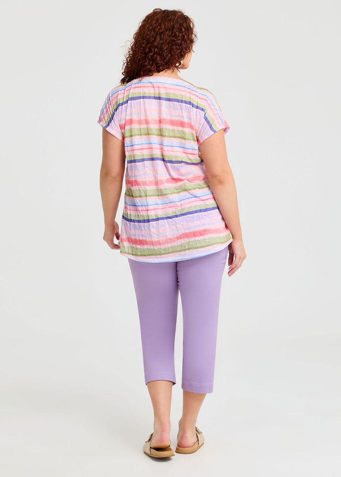 Sunset Stripe Print Top, PRINT, hi-res